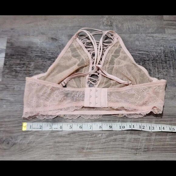 Victoria Secret Bralette Large Peach Pink High Neck Lace Halter - Picture 6 of 6